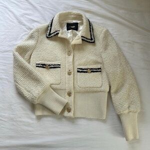 Maje Cream and Black Tweed Jacket